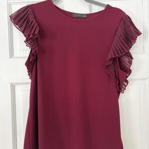 Verve Ami Deep Red Ruffle Sleeve Blouse